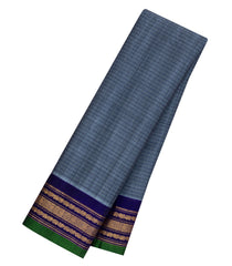 Grey Handloom Gadwal Silk Cotton Saree With Stripes-GA0378
