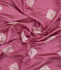 Dusty Pink Printed Art Dola Silk Saree With Stripes & Floral Motifs-BL5767