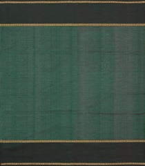 Dark Green Handloom Silk Cotton Saree With Zari Stripes-SC4556