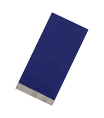 Dark Blue Handwoven Bengal Cotton Saree With Grey Border-BG1505