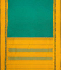 Sea Green Handloom Korvai Kanchipuram Silk Saree With Mustard Border-KA16712