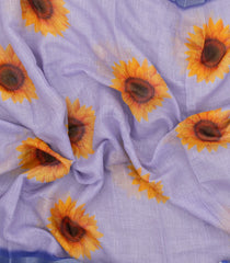 Lilac Printed Synthetic Linen Saree With Zari border-BL5158