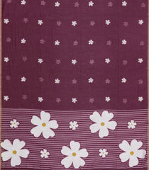 Lilac Printed Art Linen Saree Flower Motifs With Jhalar-BL6043