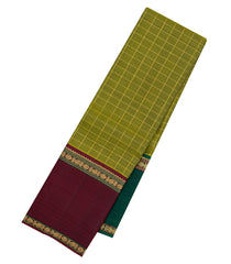 Light Green Handloom Kanchipuram Silk Saree With Ganga Jamuna Border-KA15234