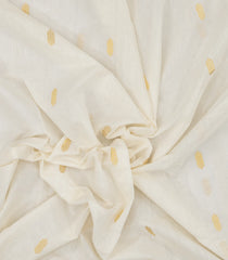 Off White Handloom Kerala Cotton Saree With Floral Buttas-KEC1047