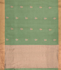 Cardamom Green Woven Tussar Silk Saree With Buttas & Zari Border-TU3469