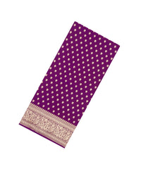 Purple Woven Blended Satin Saree With Floral Zari Motifs-BL6002