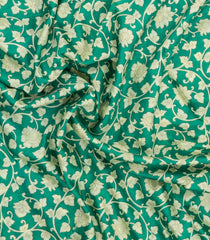 Sea Green Printed Chanderi Cotton Saree With Floral Motifs-CC1742