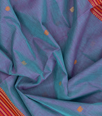 Light Blue Handloom Silk Cotton Saree With Buttas-SC4411