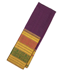 Purple Handloom Korvai Kanchipuram Silk Saree With Zari Stripes-KA12701