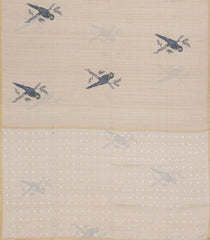 Taupe Woven Synthetic Manipur Silk Saree With Grey Printed Bird Motifs-BL4956