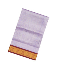 Lavender Handloom 9 Yards Korvai Silk Cotton Saree With Contrast Border-SC3770