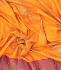 Mango Yellow Printed Art Tussar Saree With Zari Border-BL5008