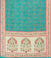 Turquoise Printed Blended Viscose Saree With Position Printed Floral Motifs-BL5988