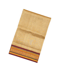 Sandal Handloom 9 Yards Korvai Silk Cotton Saree With Contrast Border-SC3781