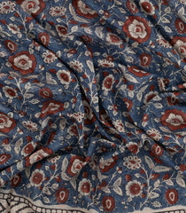 Grey Printed Jaipur Cotton Saree With Floral Motifs-JC1550