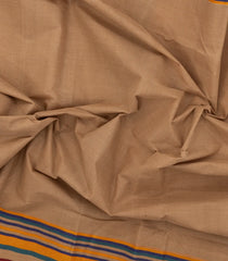 Beige Handwoven Bengal Cotton Saree With Stripes Border-BG1500