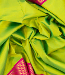 Light Green Handloom Korvai Kanchipuram 9 Yards Silk Saree With Pink Border-KA13383