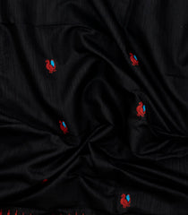Black Woven Dupion Silk Saree With Buttas & Contrast Border-DS0619