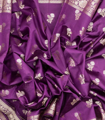 Purple Woven Dupion Silk Saree With Floral Buttas-DS0505