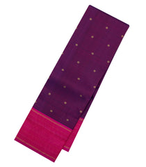 Dark Magenta Handloom Kanchipuram Silk Saree With Chakaram Buttas-KA14477