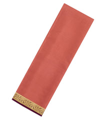 Dusty Peach Woven Mysore Silk Saree With Contrast Zari Border-MS3638