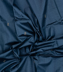 Steel Blue Woven Tussar Silk Saree With Floral Motifs-TU3258