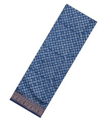 Indigo Printed Chanderi Cotton Saree With Zari Border-CC1467