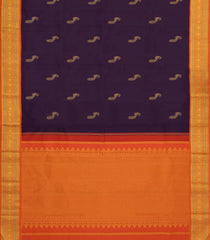 Dark Burgundy Handloom Korvai Kanchipuram Silk Saree With Peacock Buttas-KA14507
