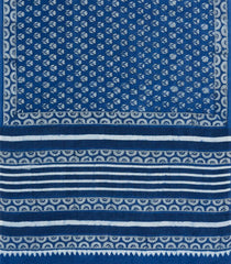 Indigo Printed Jaipur Cotton Saree With Floral Motifs-JC1682