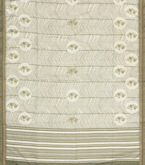 Off White Printed Synthetic Tussar Silk Saree With Floral Motifs-SY0080