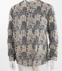 Beige short kurta with abstract print-EW1106