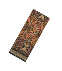 Black Printed Chanderi Cotton Saree With Floral Motifs-CC1737