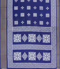 Dark Blue Printed Synthetic Dola Saree With Zari Stripes & Border-BL5401