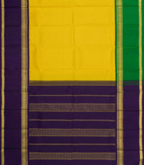 Yellow Handloom Korvai Kanchipuram Silk Saree With Silk Checks & Ganga Jamuna Border-KA16787