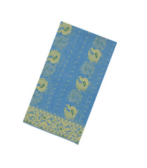 Steel Blue Woven Bengal Cotton Saree With Annam Motifs-BG1715