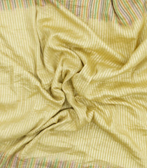 Light Yellow Woven Banarasi Khaddi Georgette Silk Saree With Stripes-BE1946