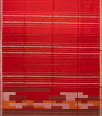 Red Handloom Soft Silk Saree With Stripes & Geometric Pallu-SO4230