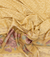 Sandal Woven Synthetic Brasso Saree With Printed Floral Motifs-BL4906