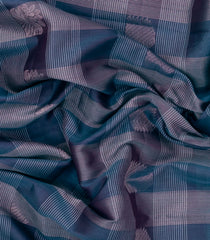 Steel Blue Handloom Soft Silk Saree With Checks & Contrast Pallu -SO4628