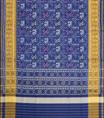 Blue Handloom Rajkot Patola Silk Saree With Ikat Motifs-IK0445