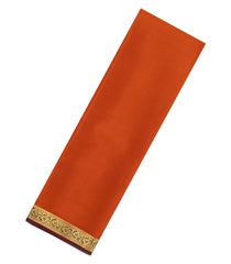 Rust Woven Mysore Silk Saree With Contrast Zari Border-MS3605