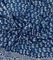 Blue Woven Jaipur Cotton Saree With Printed Floral Motifs-JC1418