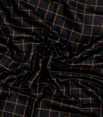 Black Handloom Dupion Silk Saree With Checks & Printed Pallu-DS0599
