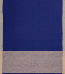 Dark Blue Handwoven Bengal Cotton Saree With Grey Border-BG1505