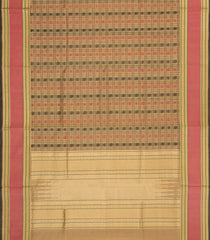 Beige Handloom Silk Cotton Saree With Checks-SC4205