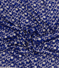 Blue Woven Banarasi Khaddi Georgette Silk Saree With Floral Vine Motifs-BE1934