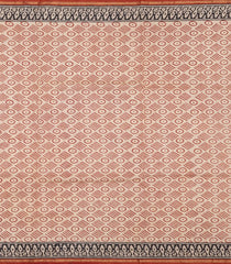 Rust Printed Chanderi Cotton Saree With Floral Motifs-CC1765