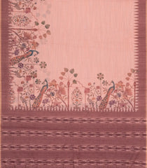 Peach Printed Synthetic Linen Saree with Jhalar-BL5343