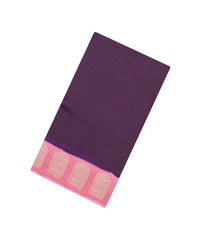 Dark Purple Woven Blended Viscose With Zari Checks-BL5573